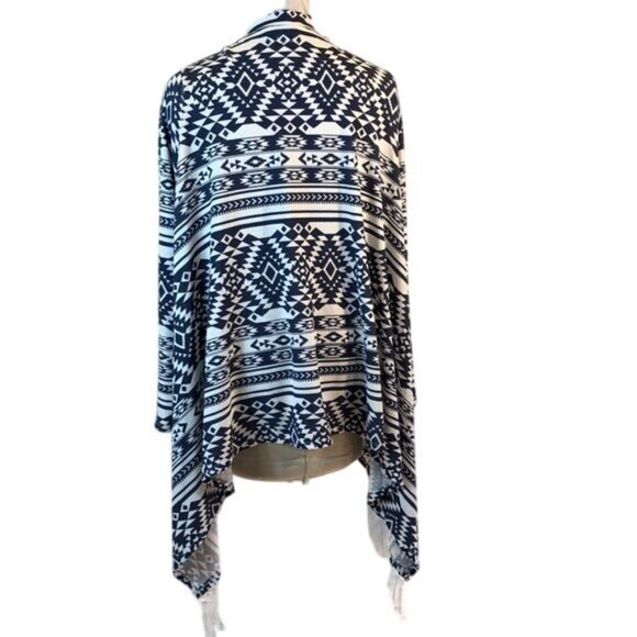 Massini XL Aztec Print Kimono Cardigan Shawl Fringe One Size Fits Most - Picture 2 of 9